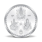 Load image into Gallery viewer, 999 Purity 10 gm Laxmi Ganesh Saraswati Silver Coin With BIS Hallmarked
