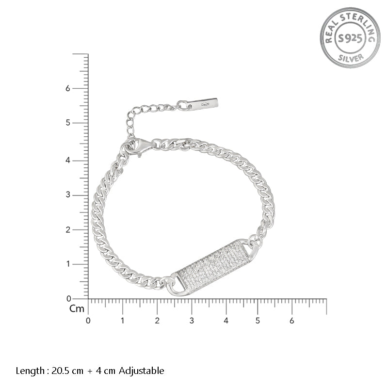 Pasha Dome 925 Sterling Silver Bracelet with Adjustable Length