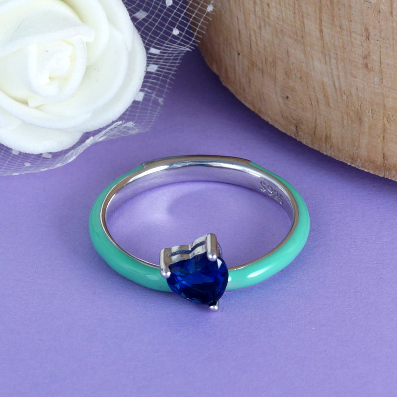 Royal Rainbow Heart  925 Sterling Silver Ring