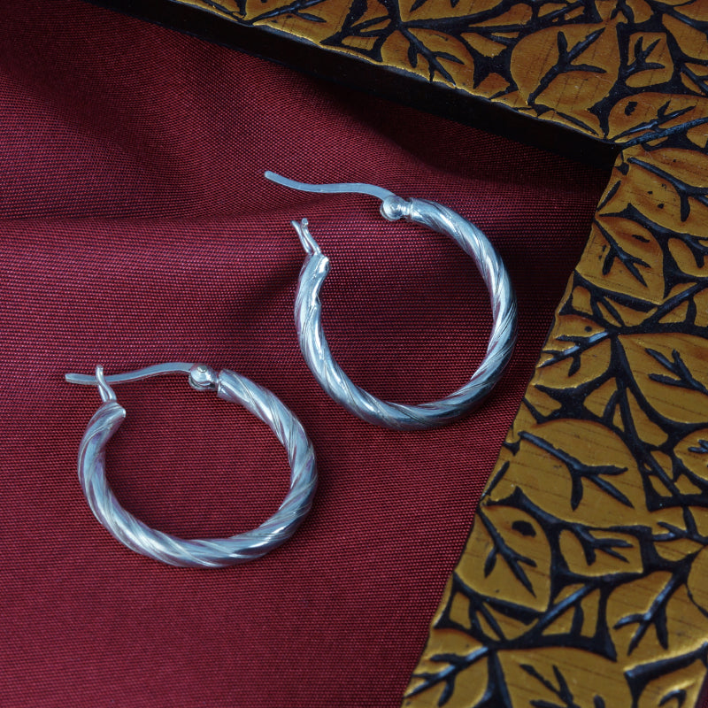 Classic Twisted 925 Sterling Silver Hoop Earrings