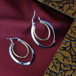 Load image into Gallery viewer, Aditi Double Hoops Two Tone 925 Sterling Silver Hoop Earrings
