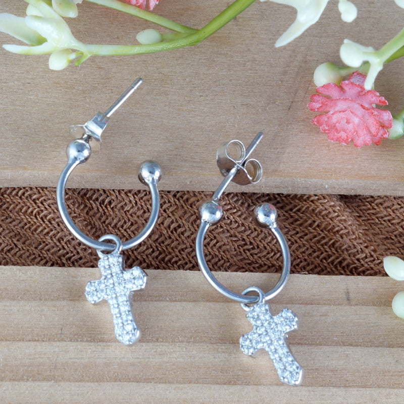 Cross Bali 925 Sterling Silver Earrings