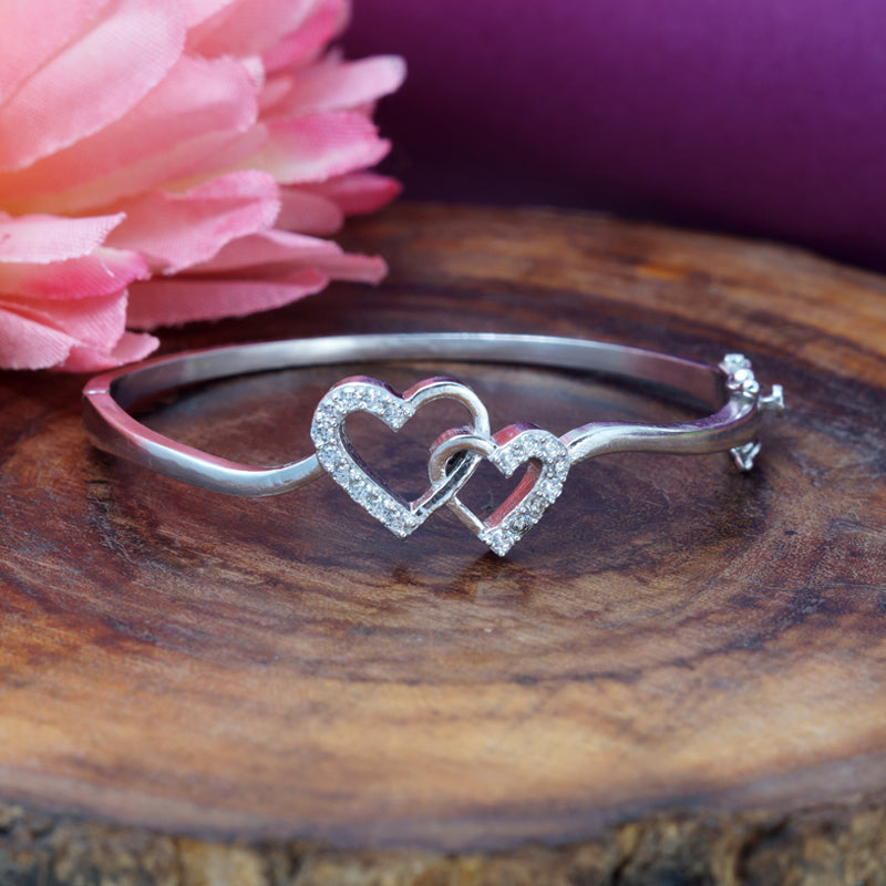 Twin Heart 925 Silver Bangle TBR-810