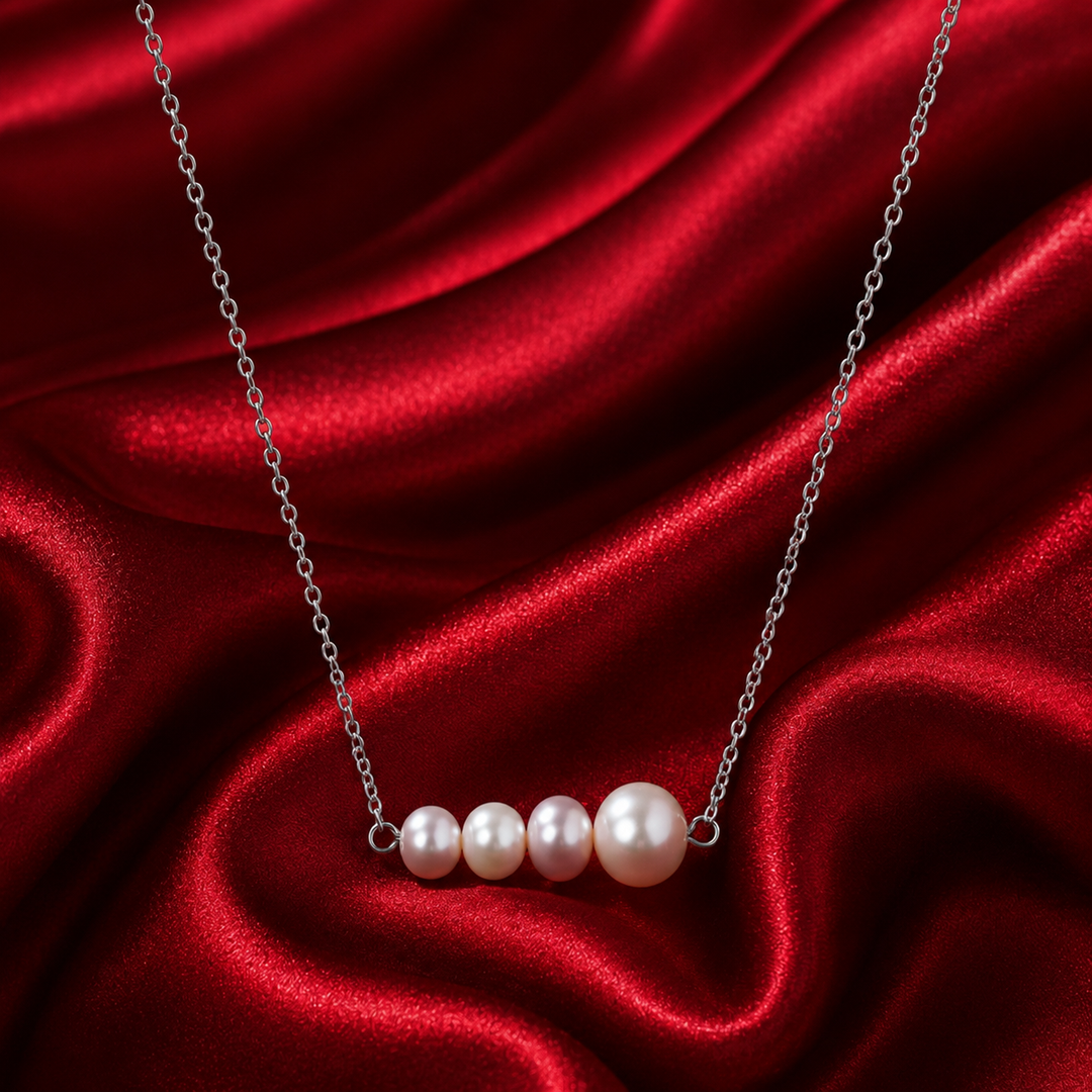 Pink Pearly Graduating 925 Silver Necklace