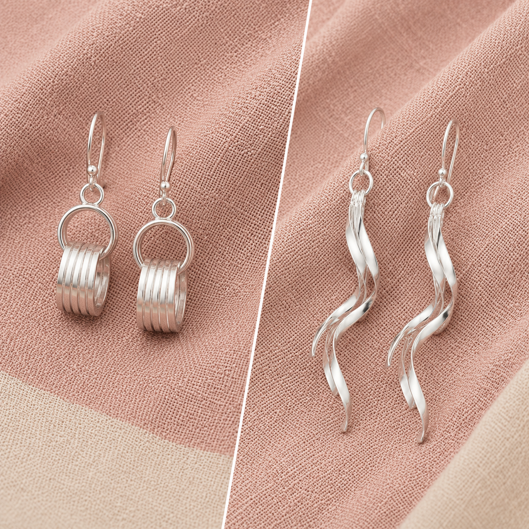 Elegant 925 Sterling Silver Earrings Combo