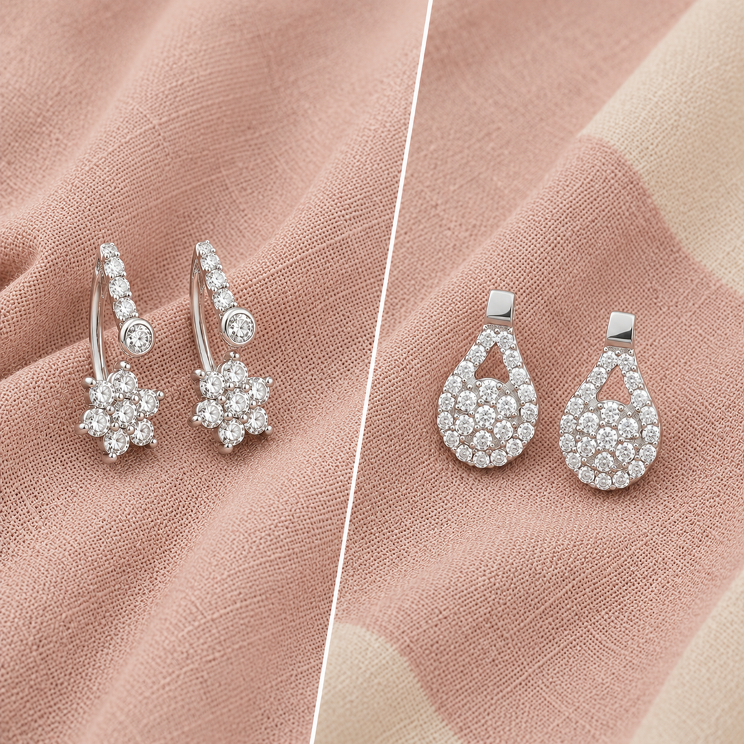 Elegant 925 Sterling Silver Earrings Combo