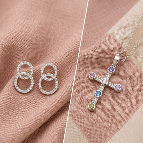 925 Sterling Silver Stud Earrings & Pendant with Chain Combo Set
