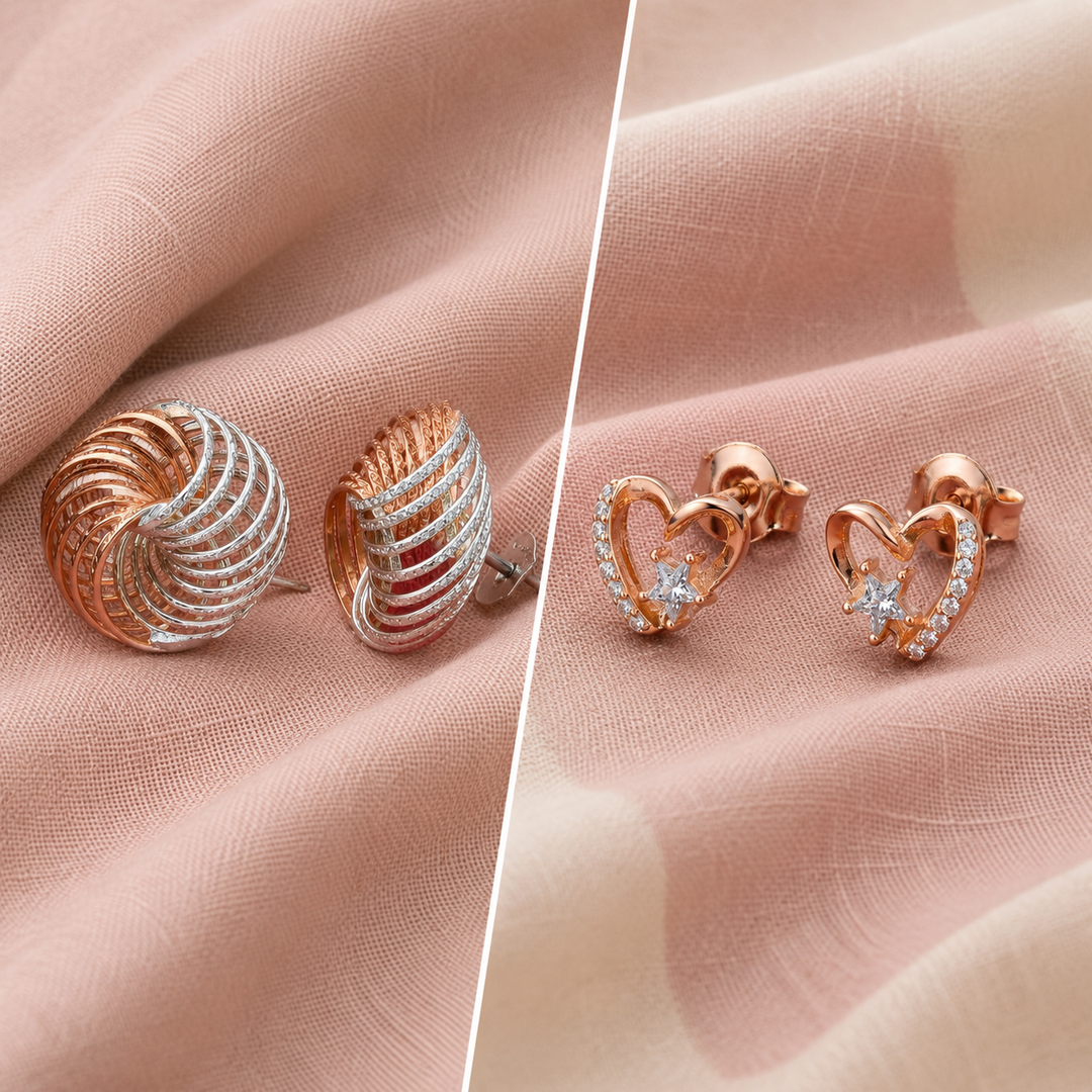 Premium 925 Sterling Silver Combo Stud Earrings for Women