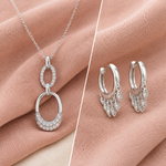 Load image into Gallery viewer, Elegant 925 Sterling Silver Pendant with Chain &amp; Earrings Set