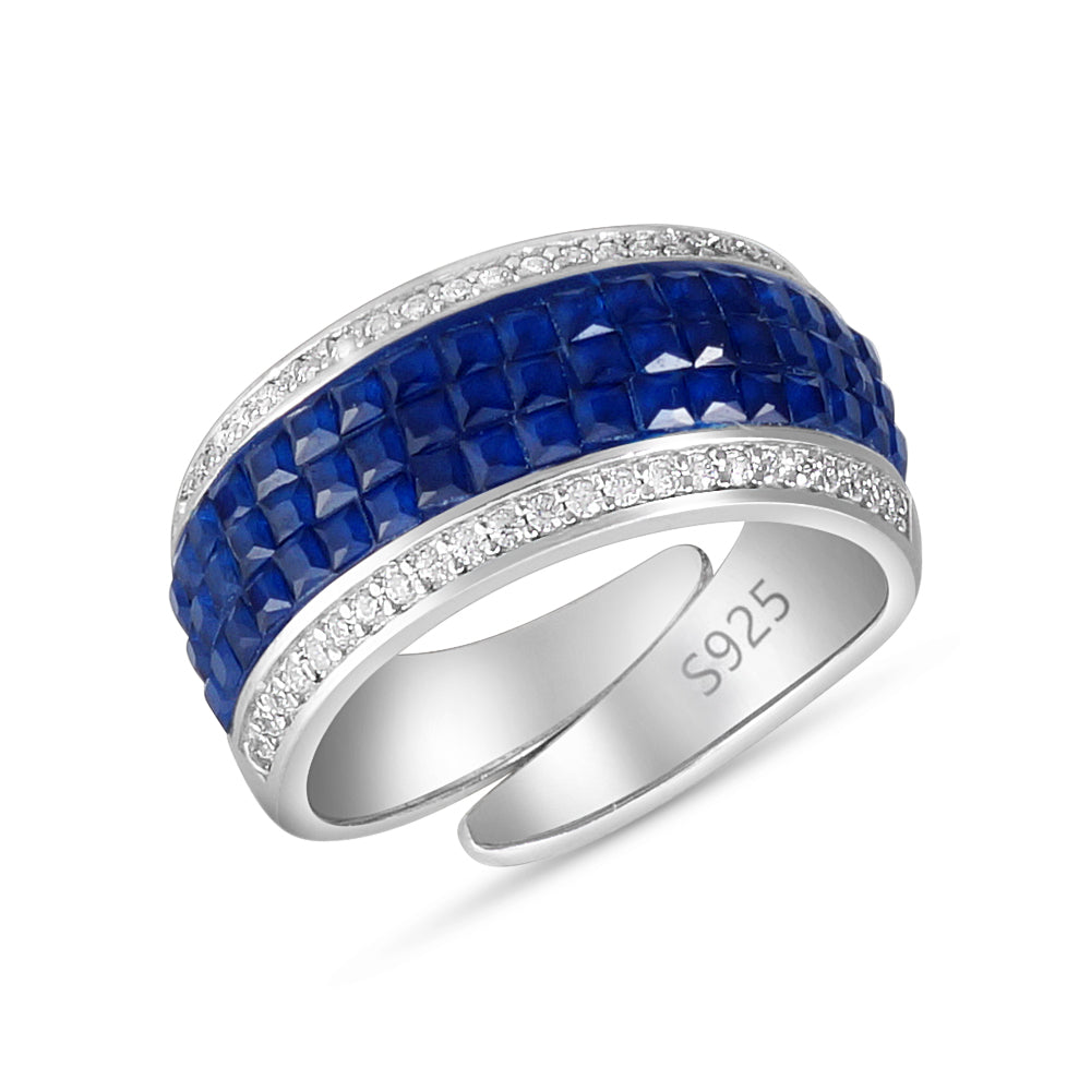 Blue Mirage 925 Sterling Silver Ring. Adjustable ring size, comfortably fits between Indian ring sizes 10 to 15