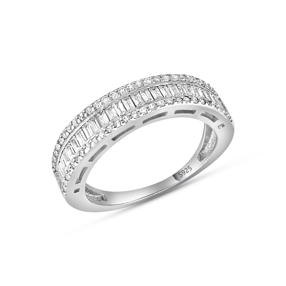 Sparkling Eternity Baguette  925 Sterling Silver Ring