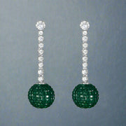green silver dangling earrings