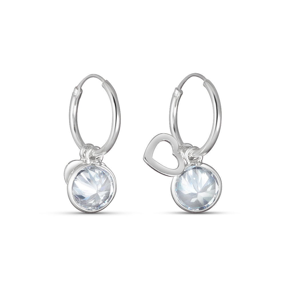 Heart Huggies Solitaire Bali 925 Sterling Silver Earrings