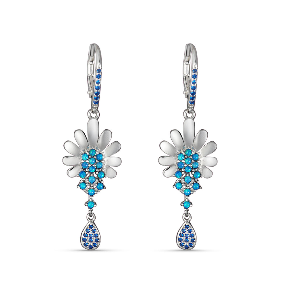 Mogra Mohini Feroza 925 Sterling Silver Earrings