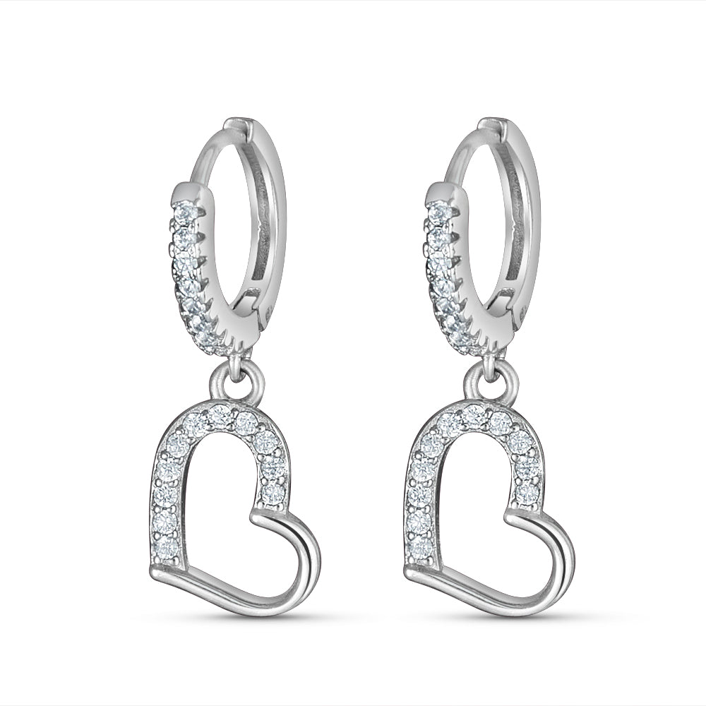 Heart Dangling Bali 925 Sterling Silver Earrings