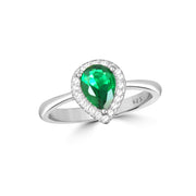 Pear Halo 925 Sterling Silver Ring