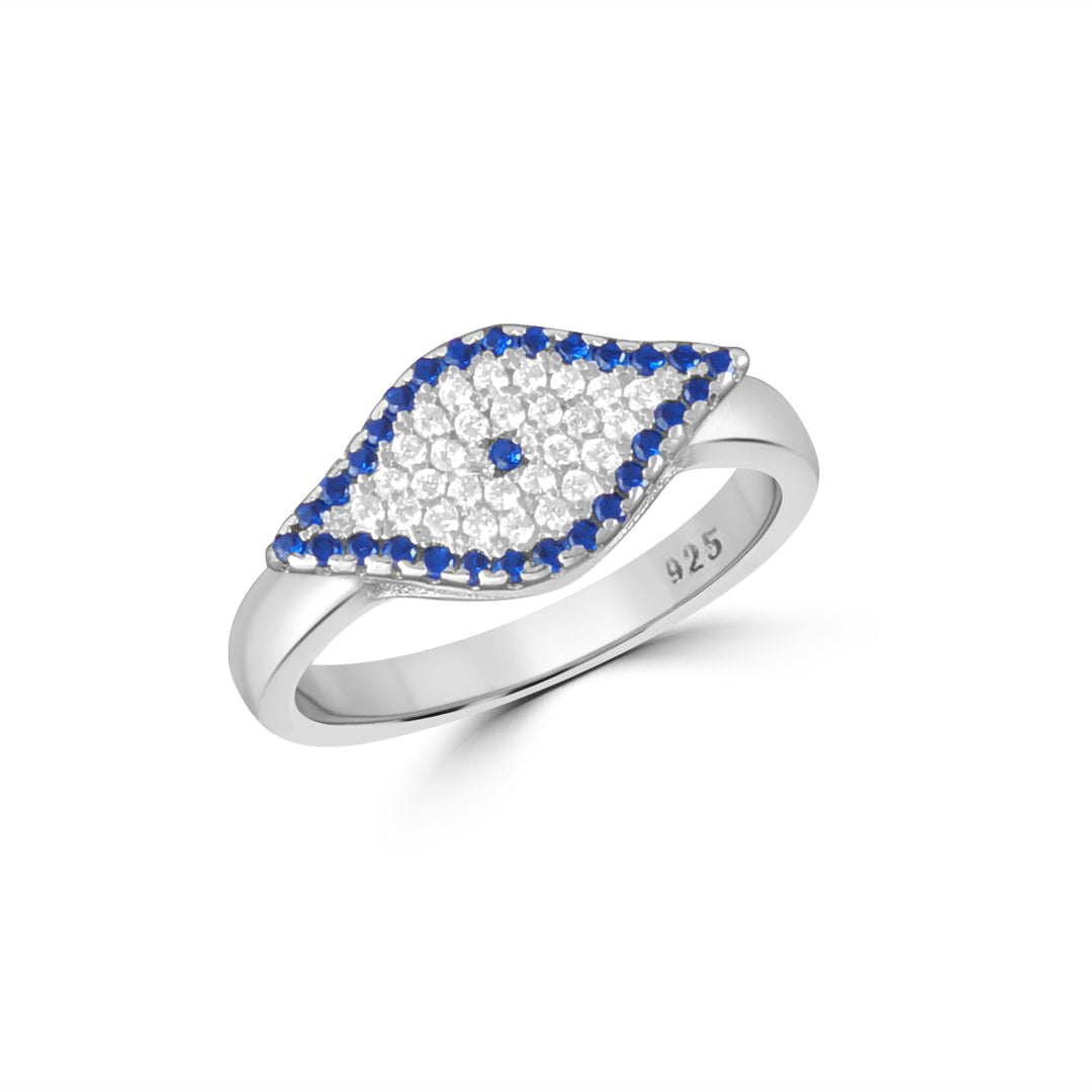 Evil Eye Blue 925 Sterling Silver Ring