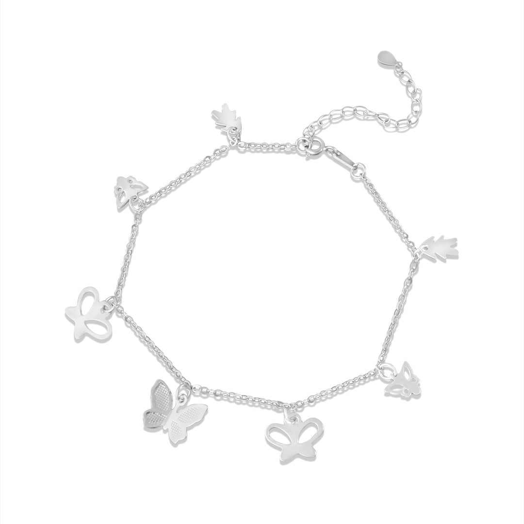 Madhuban Butterflies 925 Sterling Silver Anklets with Adjustable Length