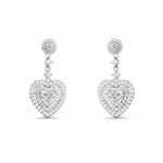 Load image into Gallery viewer, Deluxe Solitaire Heart - 925 Silver Heart Dangler Earrings
