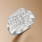 A Manzil sterling silver ring with multiple bands of cubic zirconia embellishments.