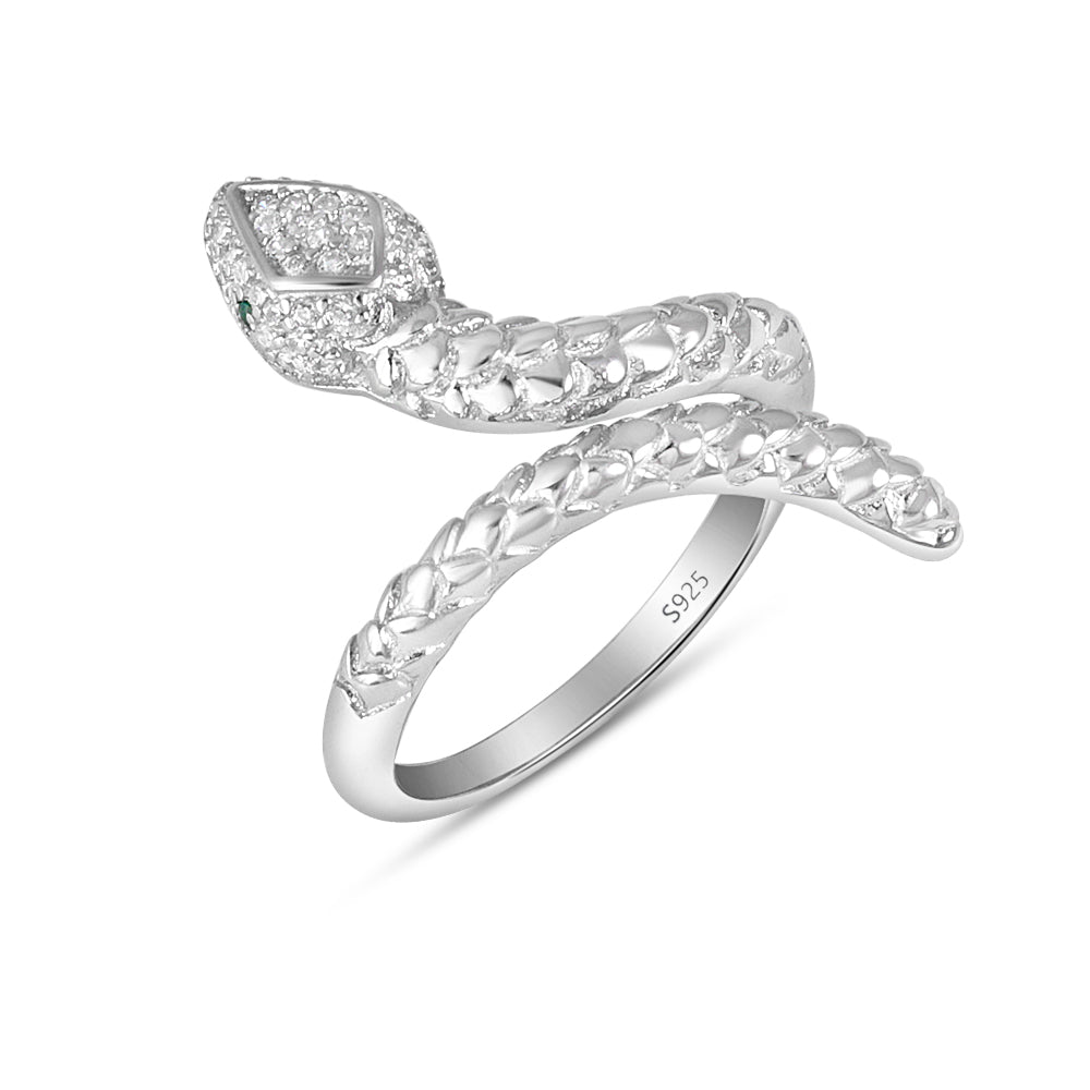 Serpent 925 Sterling Silver Ring. Adjustable ring size. Fits comfortably between Indian ring size 9 to 17