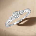 Load image into Gallery viewer, A Damia Circle 925 Sterling Silver ring with a band and two AAA cubic zirconia stones set in it.
