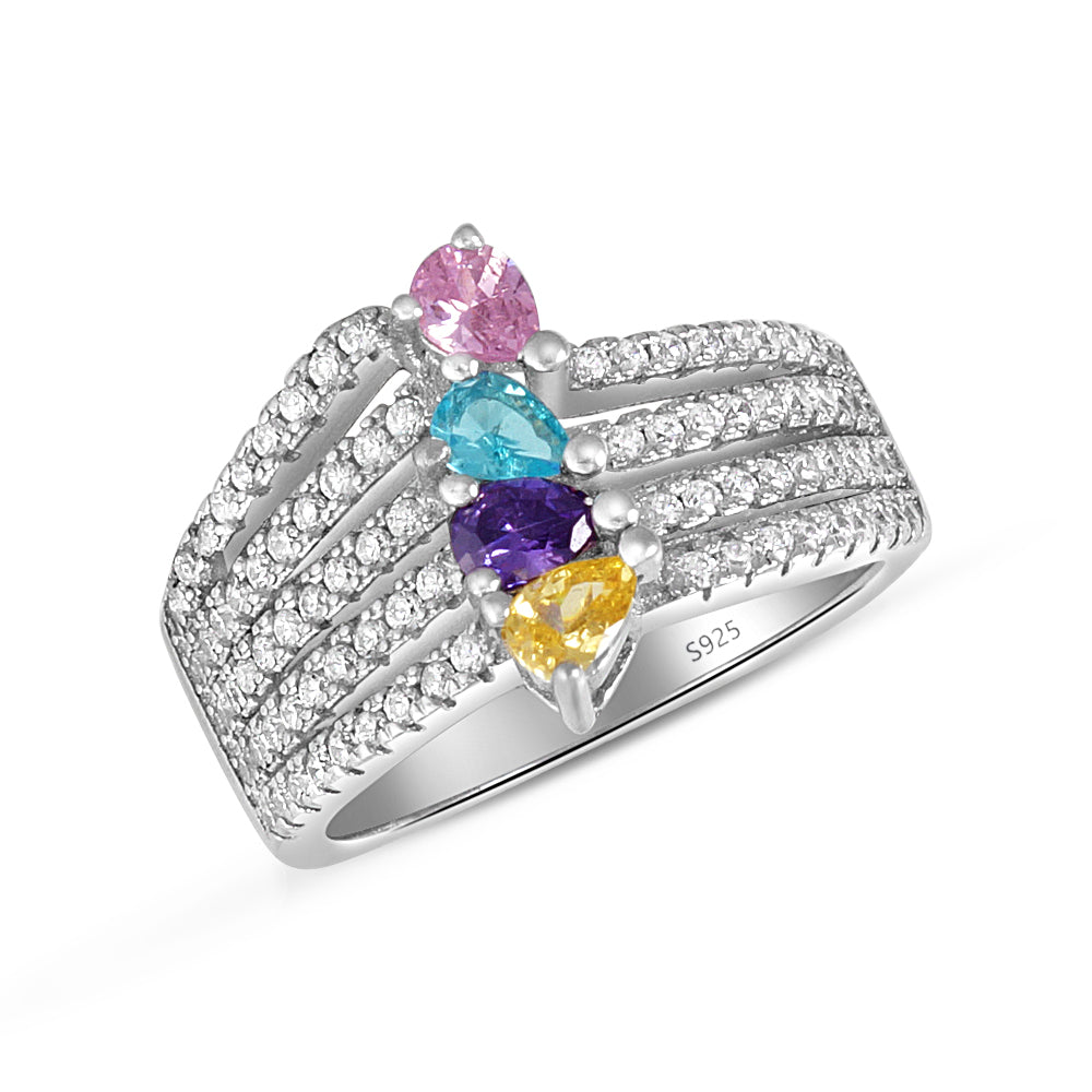 Damia Multi Color Eternity 925 Sterling Silver Ring