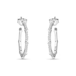 Load image into Gallery viewer, Pave and Bezel Half Hoop Earrings 925 Sterling Silver
