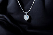 Evil Eye Heart Shaped 925 Sterling Silver Pendant With Chain