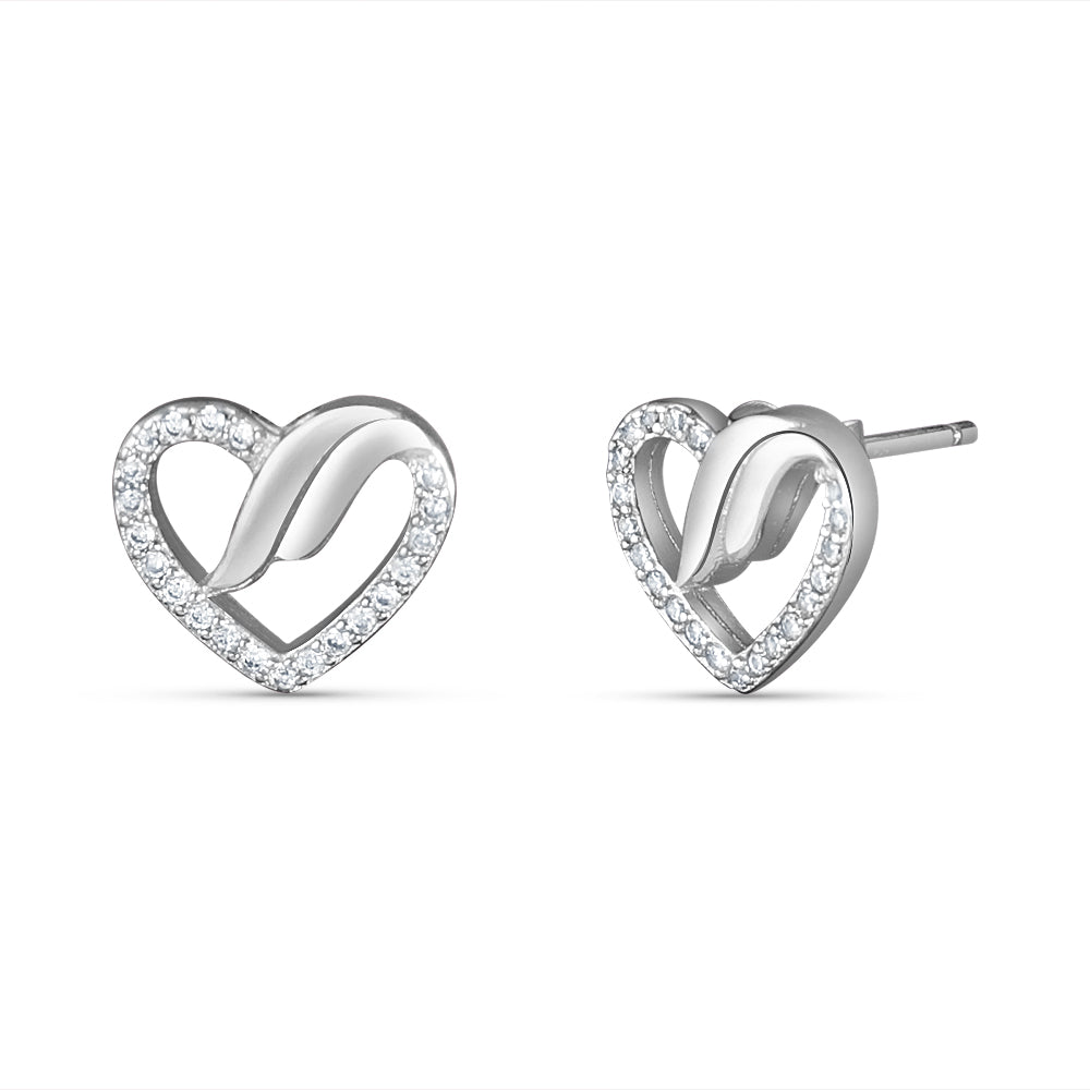 Classic Heart 925 Sterling Silver Stud Earrings