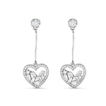 Load image into Gallery viewer, Heart Solitaire 925 Sterling Silver Dangling  Earring
