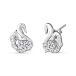 Load image into Gallery viewer, Swan Solitaire 925 Sterling Silver Stud Earrings
