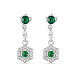 Load image into Gallery viewer, Penta Green Solitaire 925 Sterling Silver Dangling  Earring
