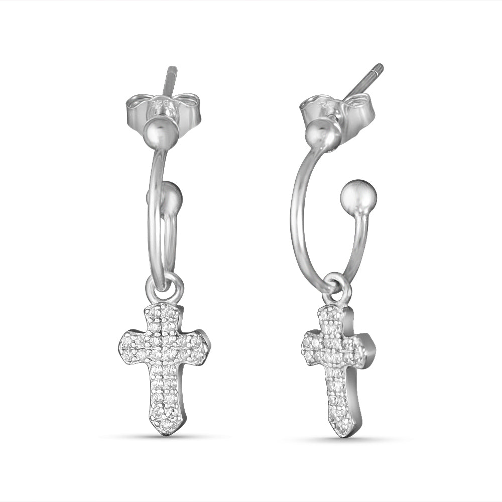 Cross Bali 925 Sterling Silver Earrings