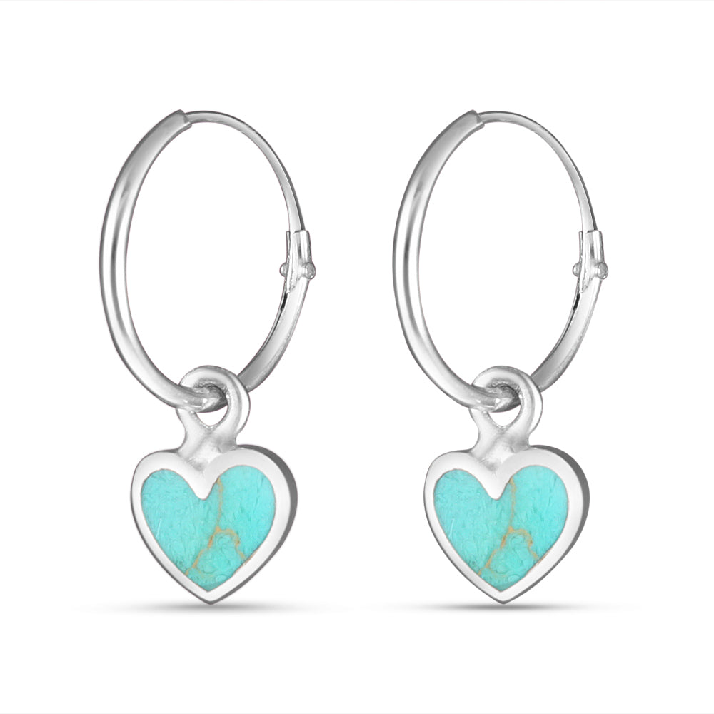 Turquoise Heart Bali 925 Sterling Silver Earrings