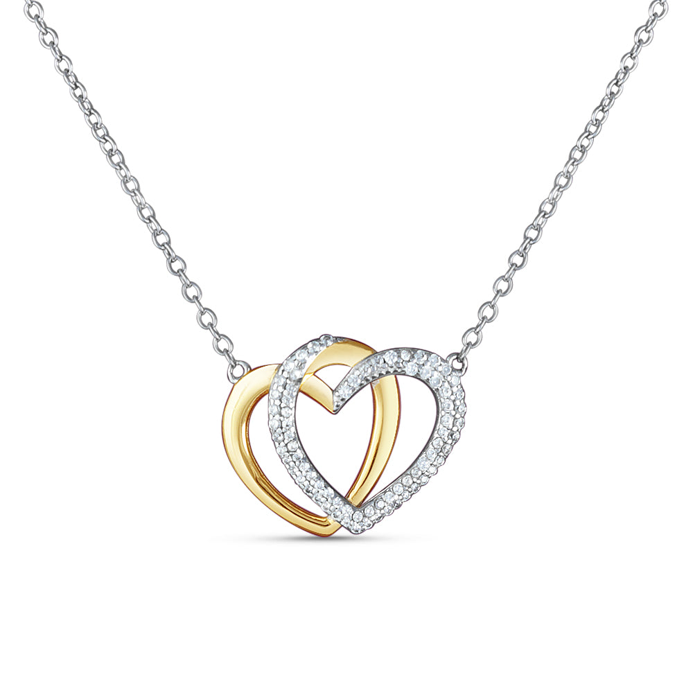 Dual Heart 925 Sterling Silver Pendant with adjustable length chain