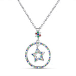 Load image into Gallery viewer, Multi Color Twinkle Star 925 Sterling Silver Pendant with adjustable length chain
