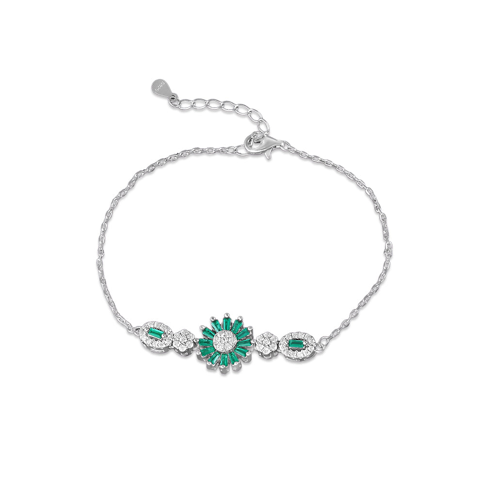 Green Radiance 925 Sterling Silver Set of 4 pieces (Necklace, Bracelet, Earring & Ring)