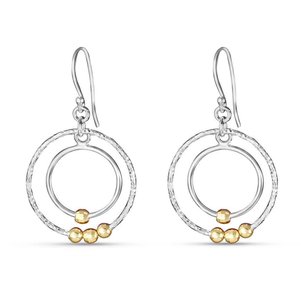 Sphere Two Tone Link 925 Sterling Silver Earrings