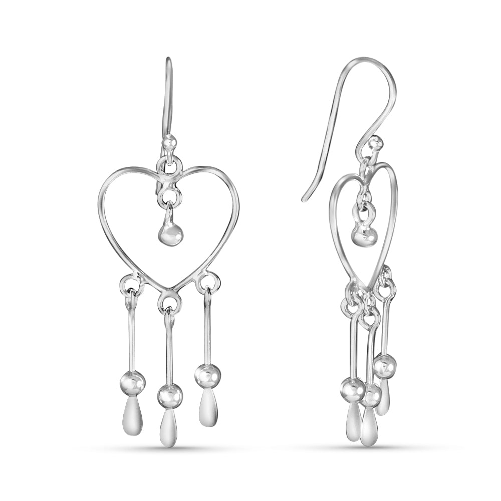 Heart Link 925 Sterling Silver Earrings