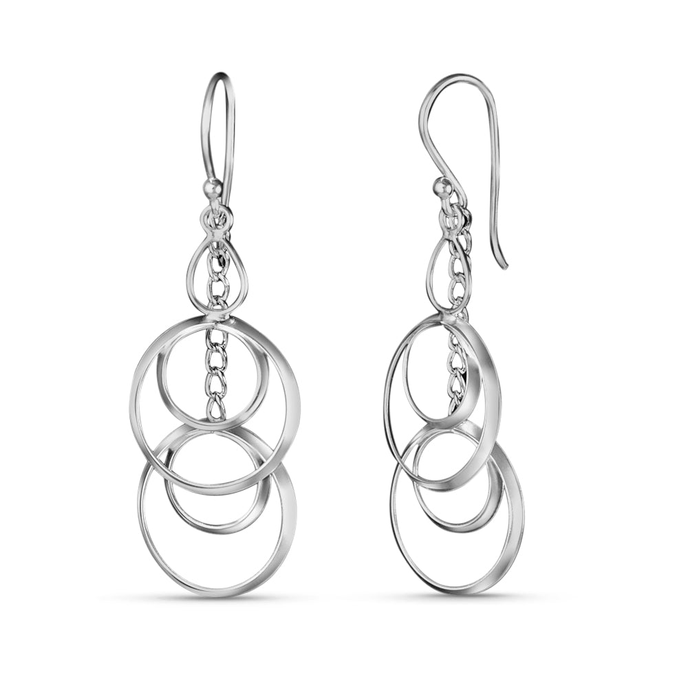 Geometric Circle Link 925 Sterling Silver Earrings