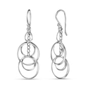Geometric Circle Link 925 Sterling Silver Earrings