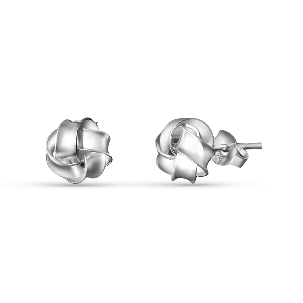 Permed Knot 925 Sterling Silver Stud Earrings