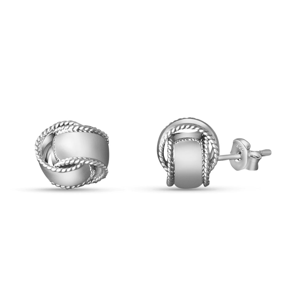 Twin Knot 925 Sterling Silver Stud Earrings