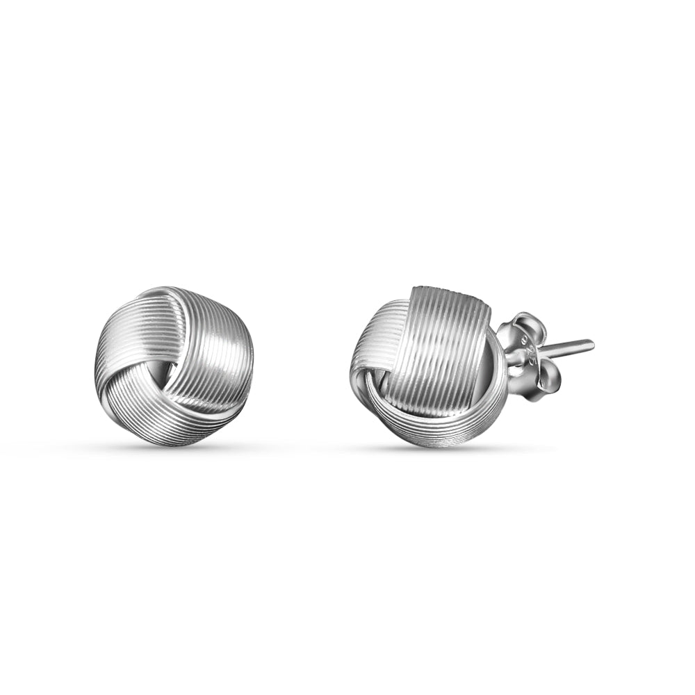 Knot Stripe 925 Sterling Silver Stud Earrings