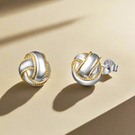 Load image into Gallery viewer, Two Tone Curly Round 925 Sterling Silver Earring

