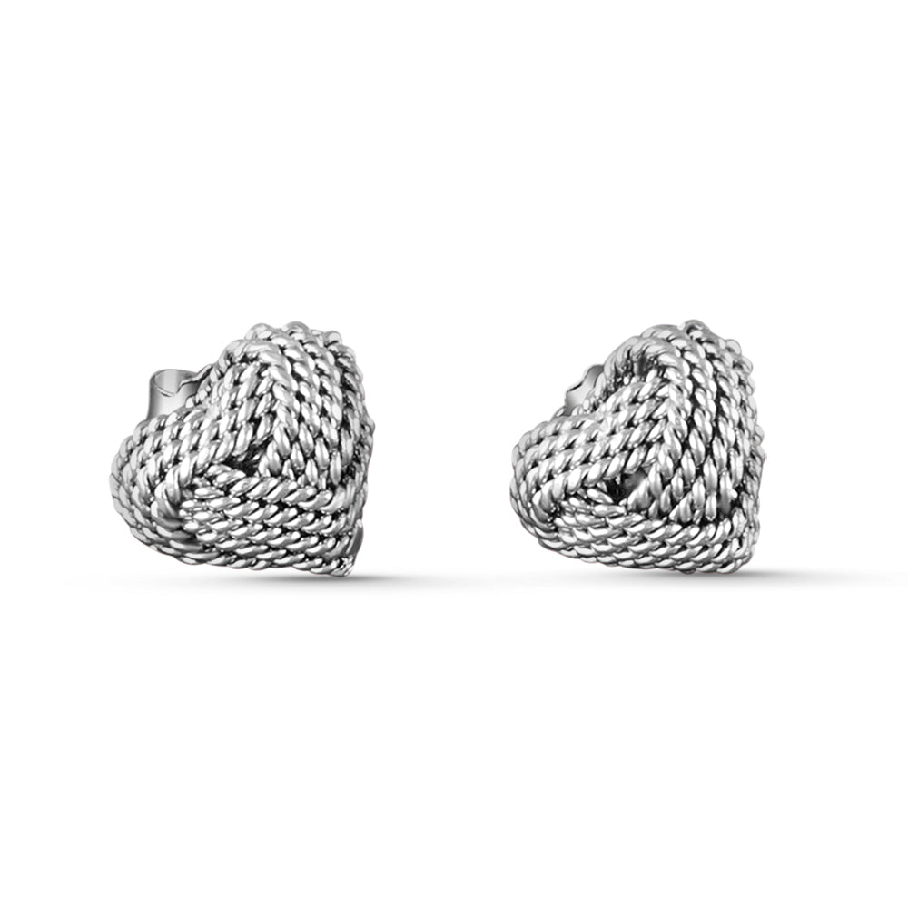 Braided Knot 925 Sterling Silver Stud Earrings