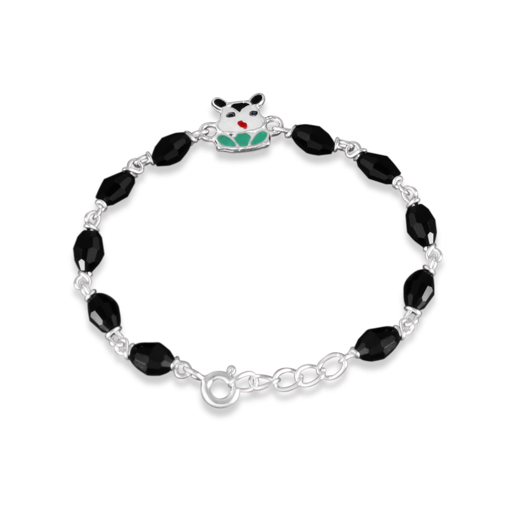 One Pair Teddy Silver Baby Nazariya Bracelet -  With Adjustable links 12+1 cm  (ideal for Newborns to 3 years age