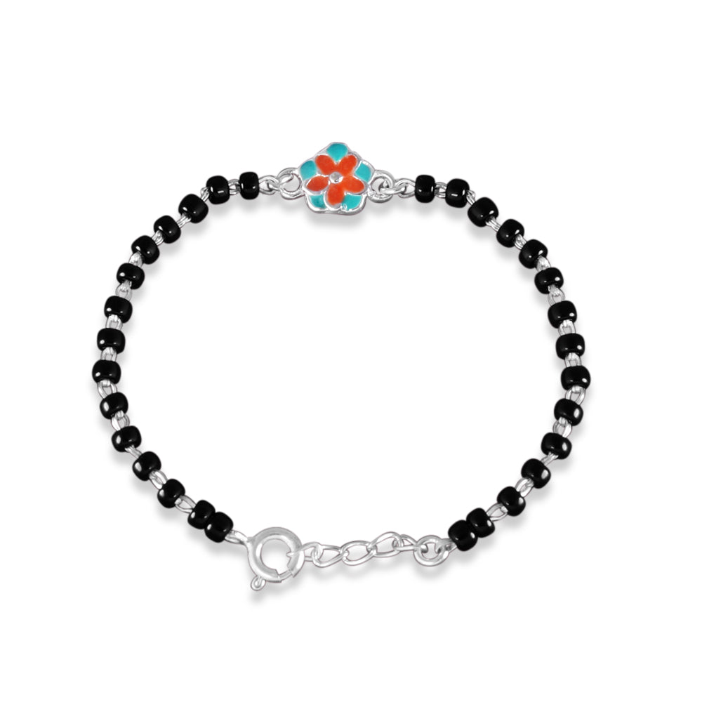 One Pair Flower of my Eyes Silver Baby Nazariya Bracelet -  With Adjustable links 12+1 cm  (ideal for Newborns to 3 years age