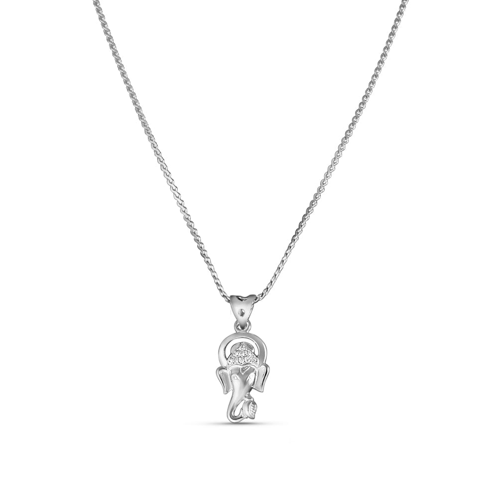 Ganesh 925 Sterling SIlver Pendant with Chain (Chain Length 16 inch)